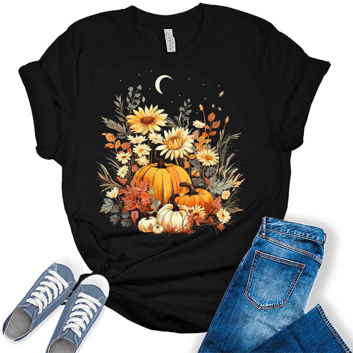Women's Vintage Fall Boho Pumpkin Shirt