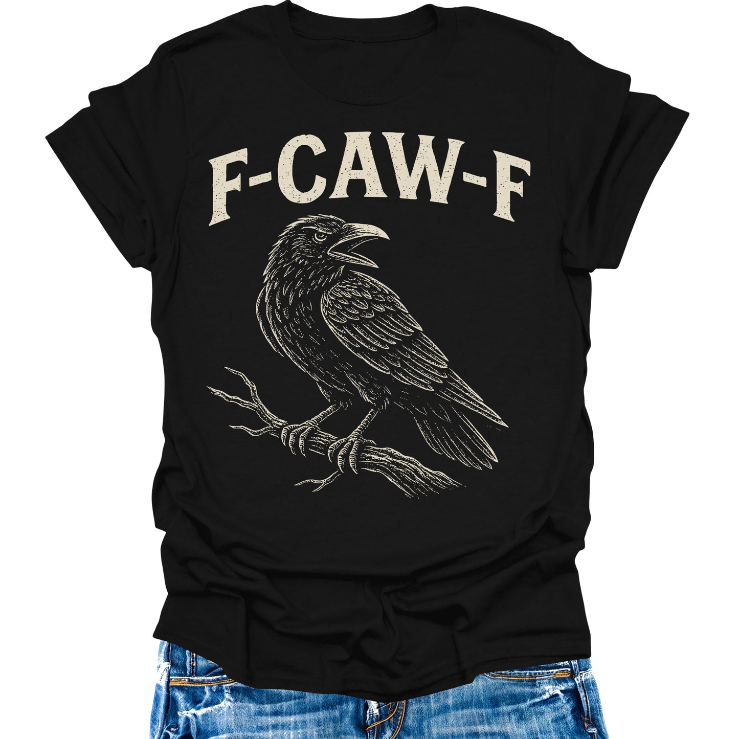 F-Caw-F Crow Shirt Womens Graphic Tees Funny Black Crow Tops