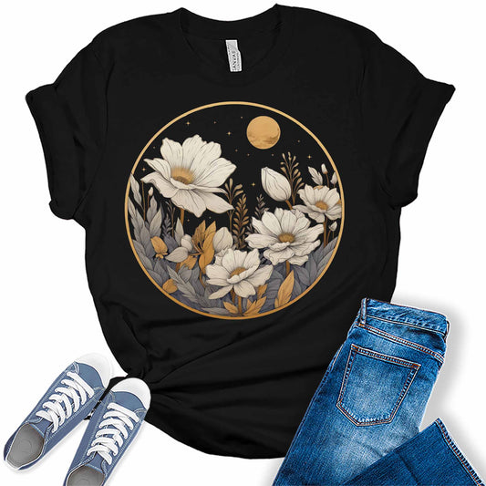 Womens Vintage Floral Tops Wildflower Tshirts Trendy Cottagecore Graphic Tees