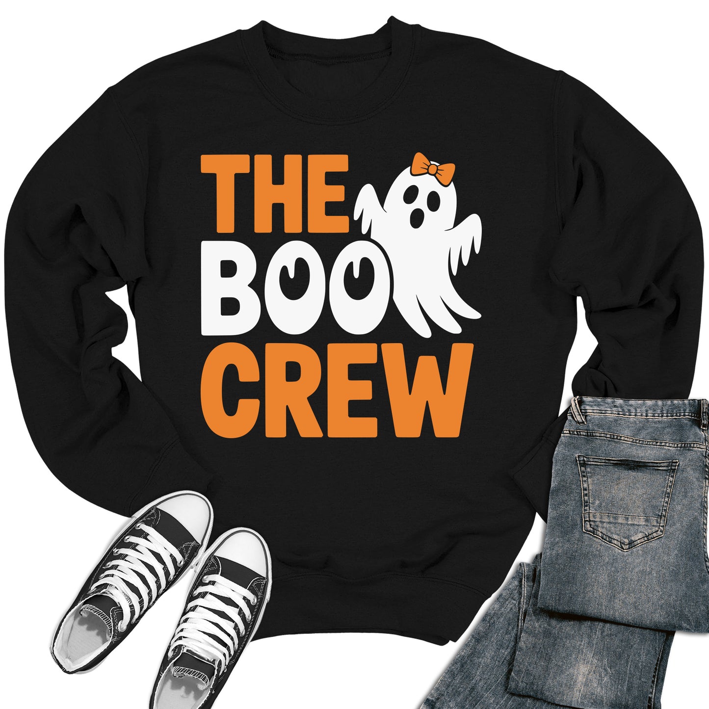 Boo Crew Crewneck Sweater Women's Halloween Funny Ghost Sweatshirt