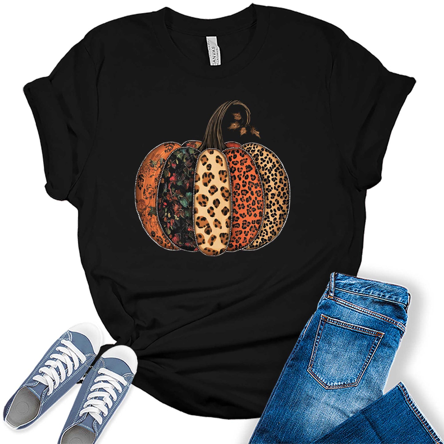 Fall Shirts for Women Halloween Pumpkin Graphic Tees Thanksgiving Family Turkey Tops Cute Autumn Thankful T-Shirt
