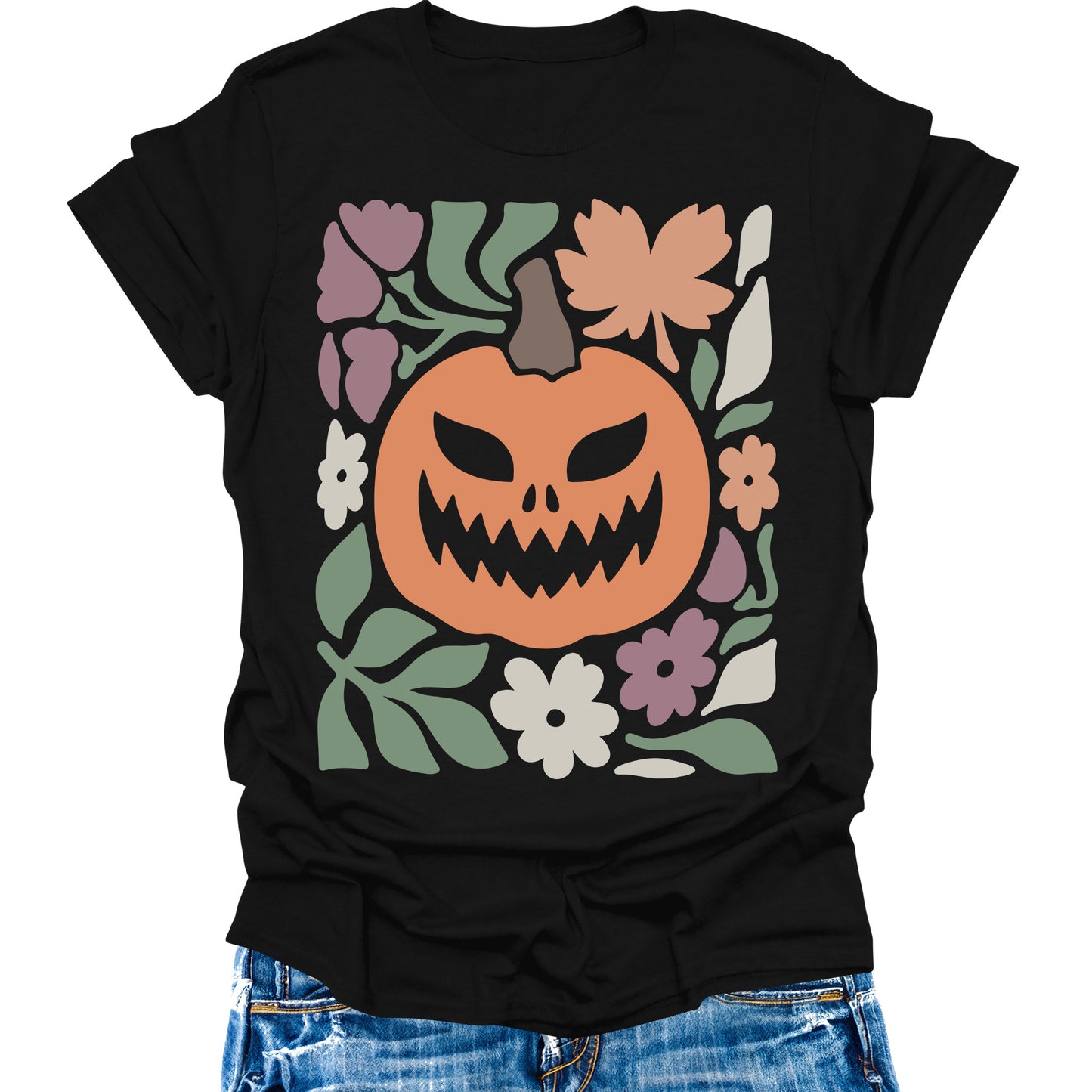 Pumpkin Shirt Womens Halloween Boho Fall T-Shirts Cute Vintage Graphic Tees Thanksgiving Tops