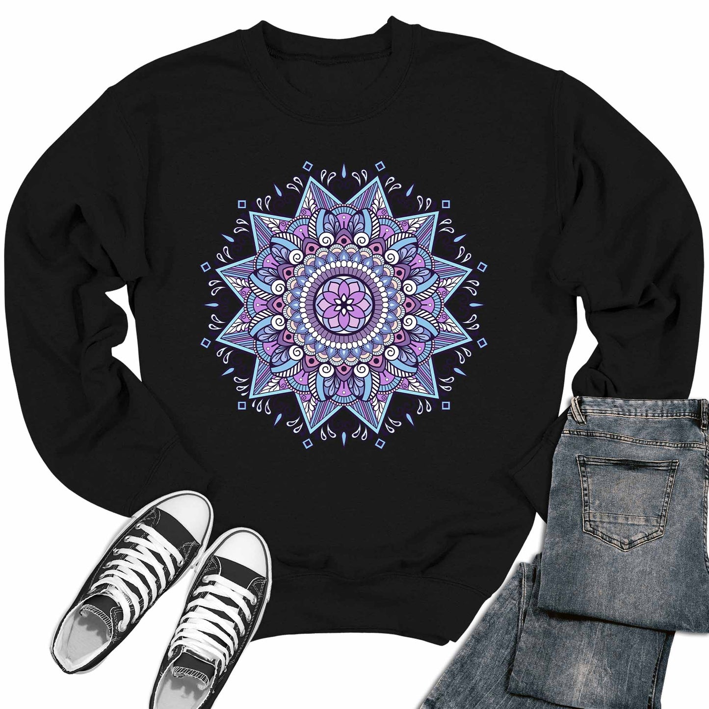 Women's Purple Mandala Crewneck Sweatshirt