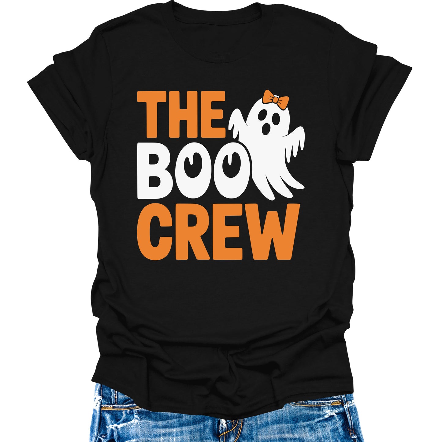 Boo Crew Shirt Halloween T-Shirts for Women Funny Ghost Squad Girls Graphic Tees