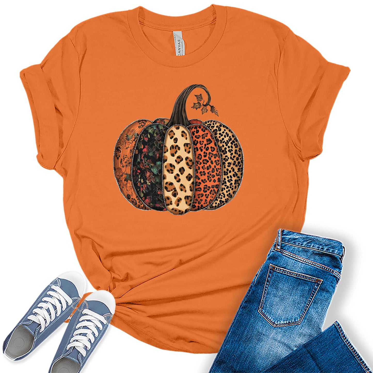 Fall Shirts for Women Halloween Pumpkin Graphic Tees Thanksgiving Family Turkey Tops Cute Autumn Thankful T-Shirt