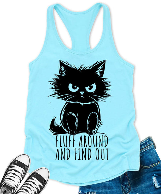 Fluff Around And Find Out Black Cat Women's Graphic Tank Top