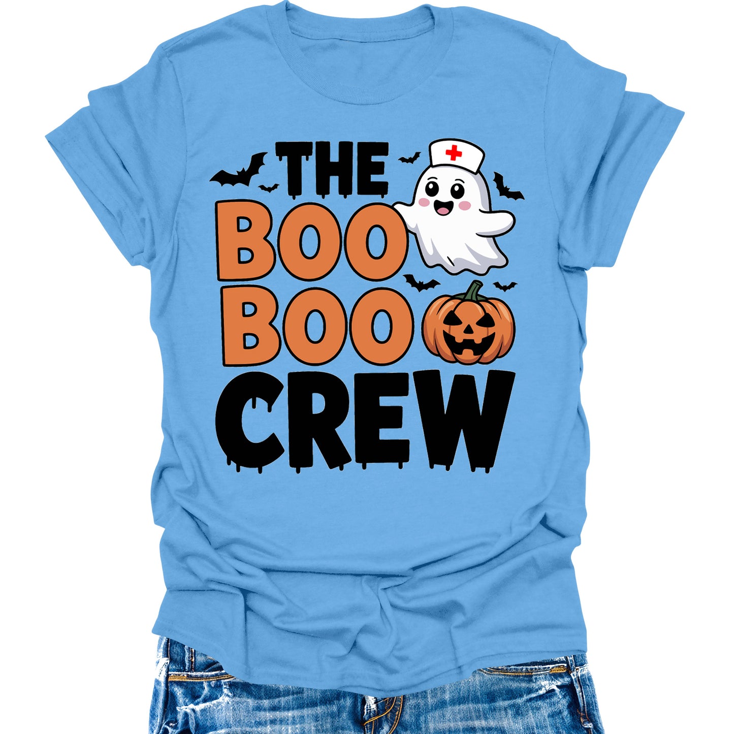 Boo Boo Crew Shirt Halloween Nurse Pumpkin Shirts Womens Cute Ghost Graphic Tees