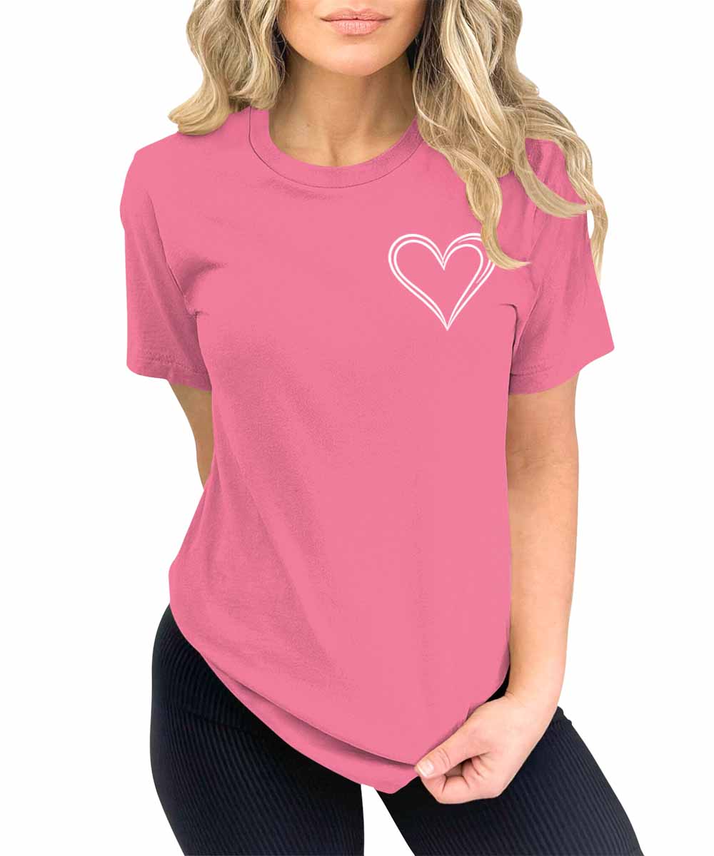 Women's Heart Graphic Print T Shirtsummer Funny Short Sleeve Tops for Teen Girl