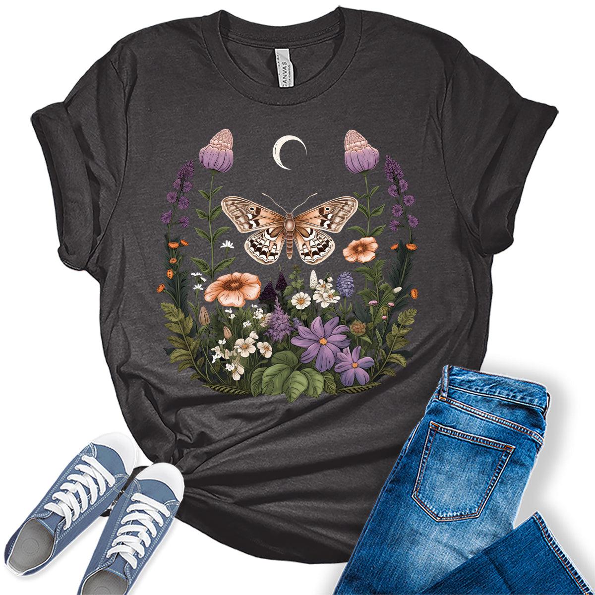 Womens Vintage Graphic Tees Cute Floral T Shirts Cottagecore Shirt Plus Size Tops for Women