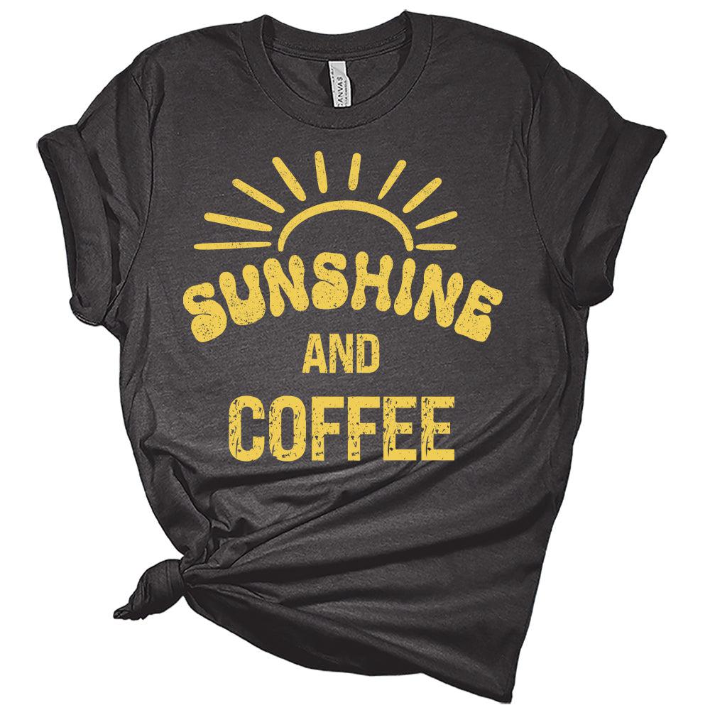 Womens Sunshine and Coffee Shirts Casual Ladies Cute Graphic Tees Spring Short Sleeve Tshirts Summer Tops for Women
