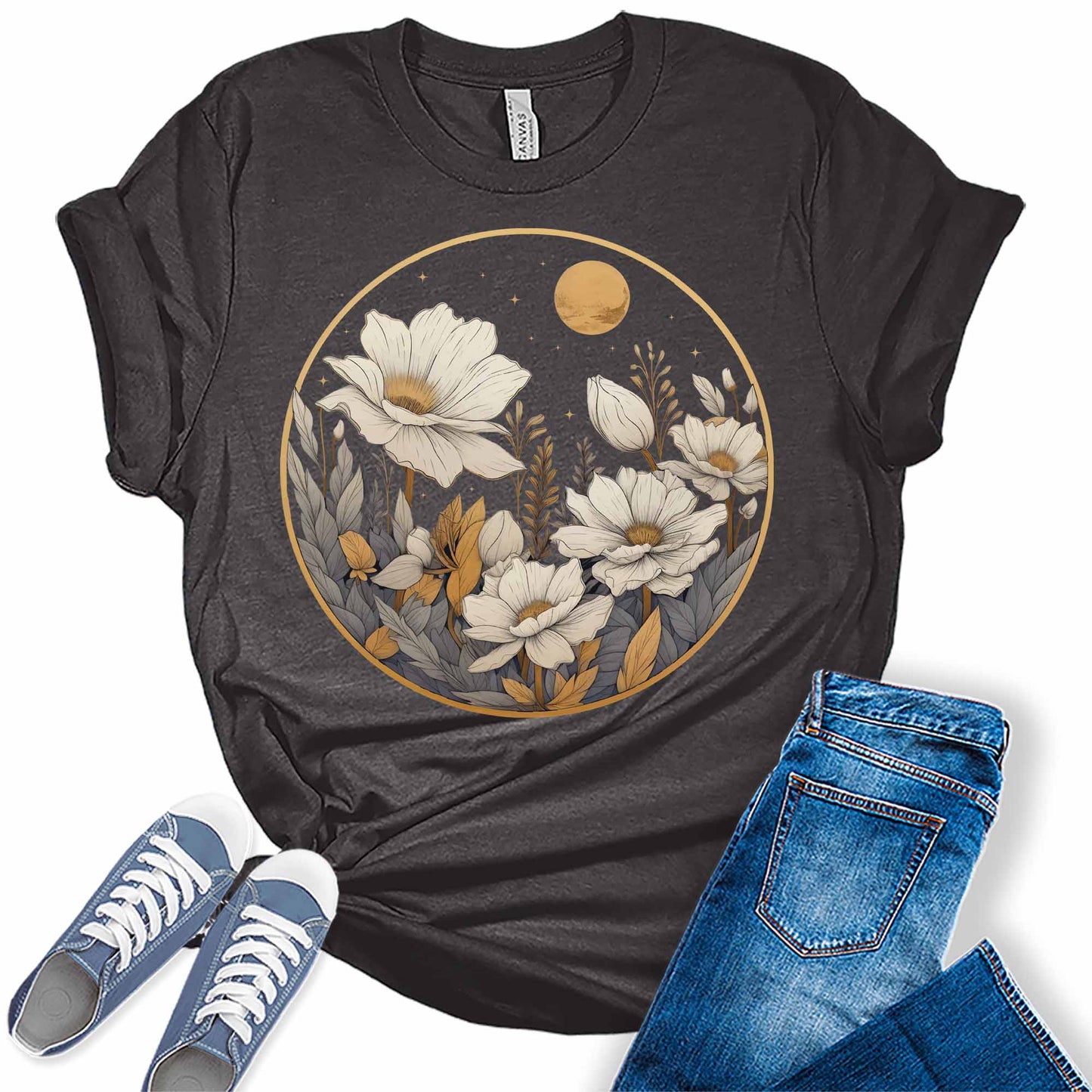 Womens Vintage Floral Tops Wildflower Tshirts Trendy Cottagecore Graphic Tees