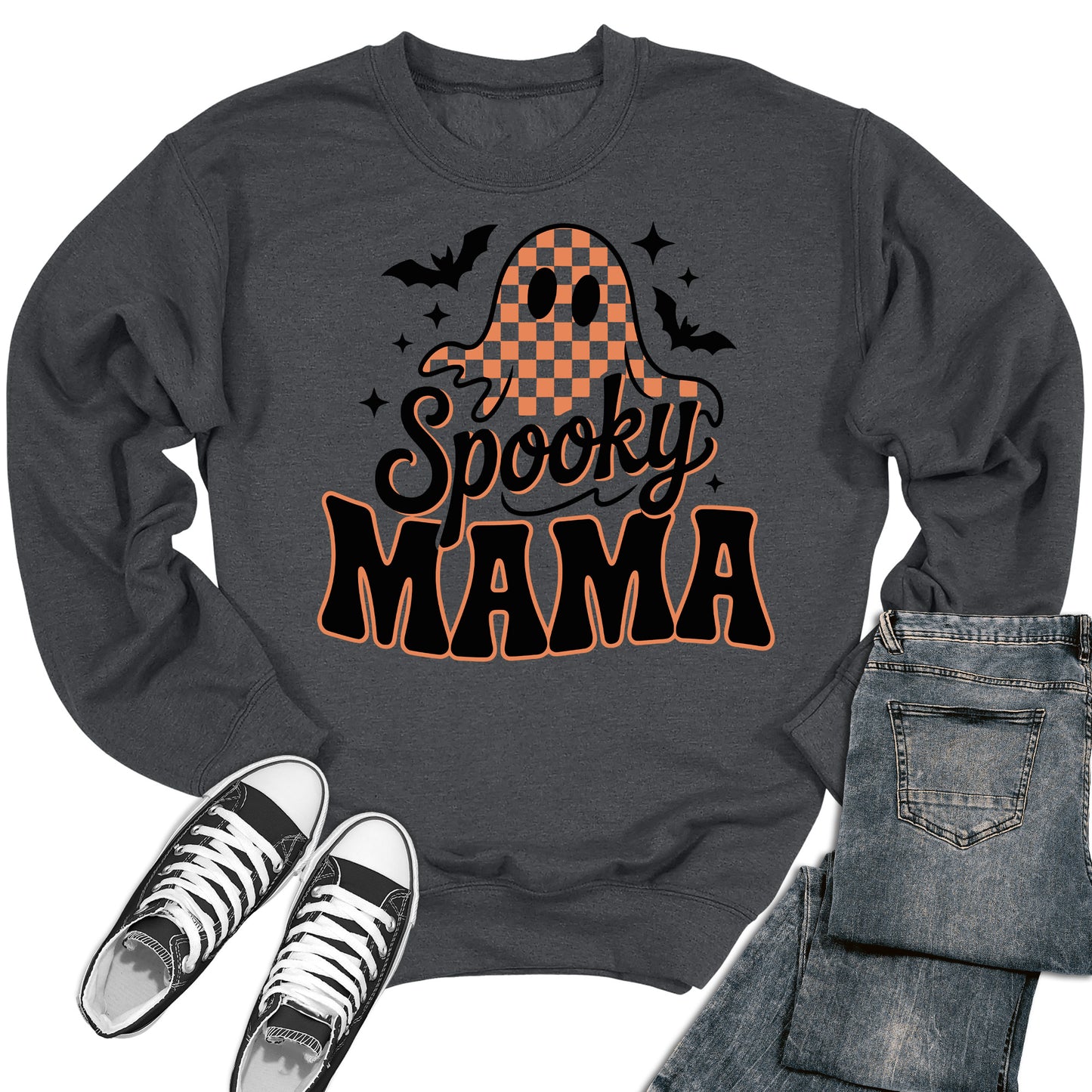 Spooky Mama Sweatshirt Halloween Crewneck Sweater