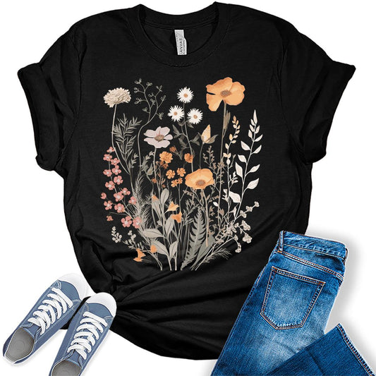 Vintage Flowers Aesthetic Wildflower Shirt For Women
