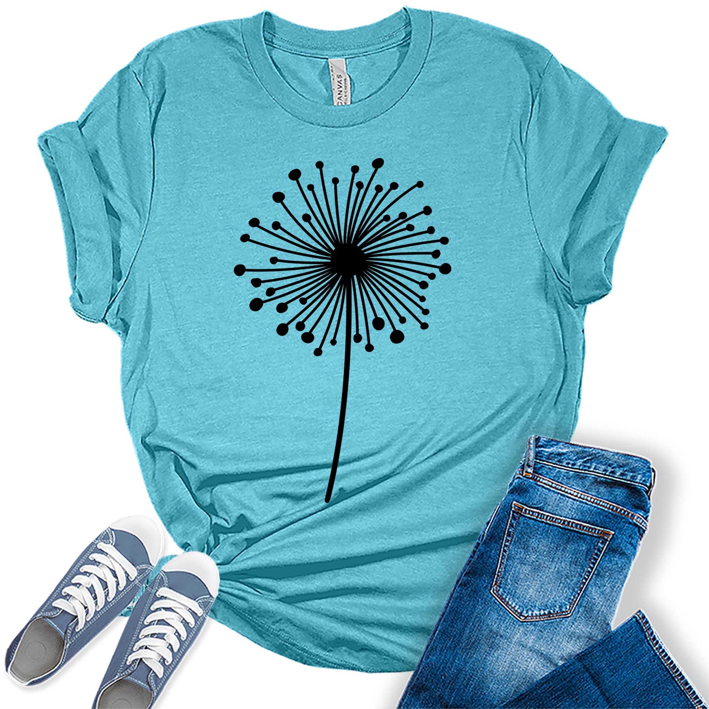Women's Dandelion Graphic Shirts Wildflower Casual Summer Tops