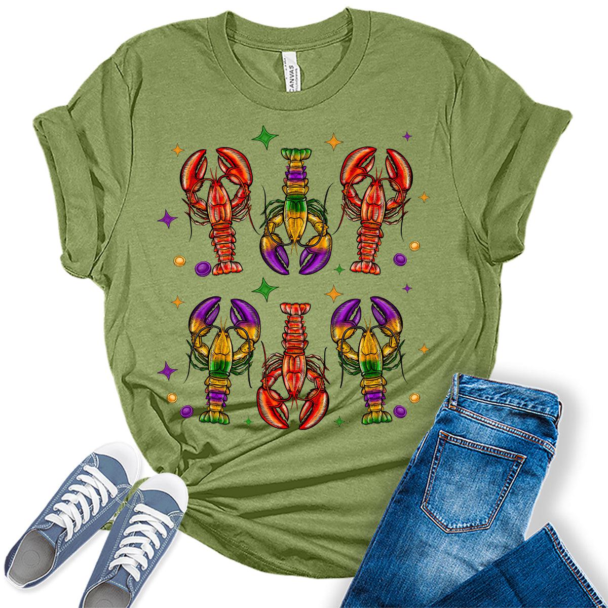 Women's Mardi Gras Shirt Crawfish Party Graphic Tees