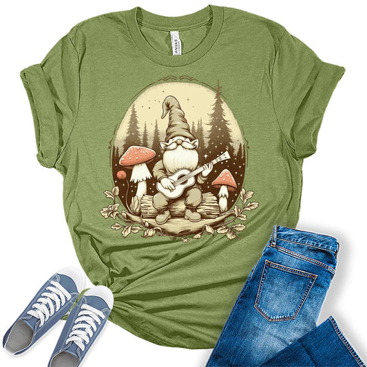 Women's Cottagecore Gnome Mushroom Fall Graphic Tees