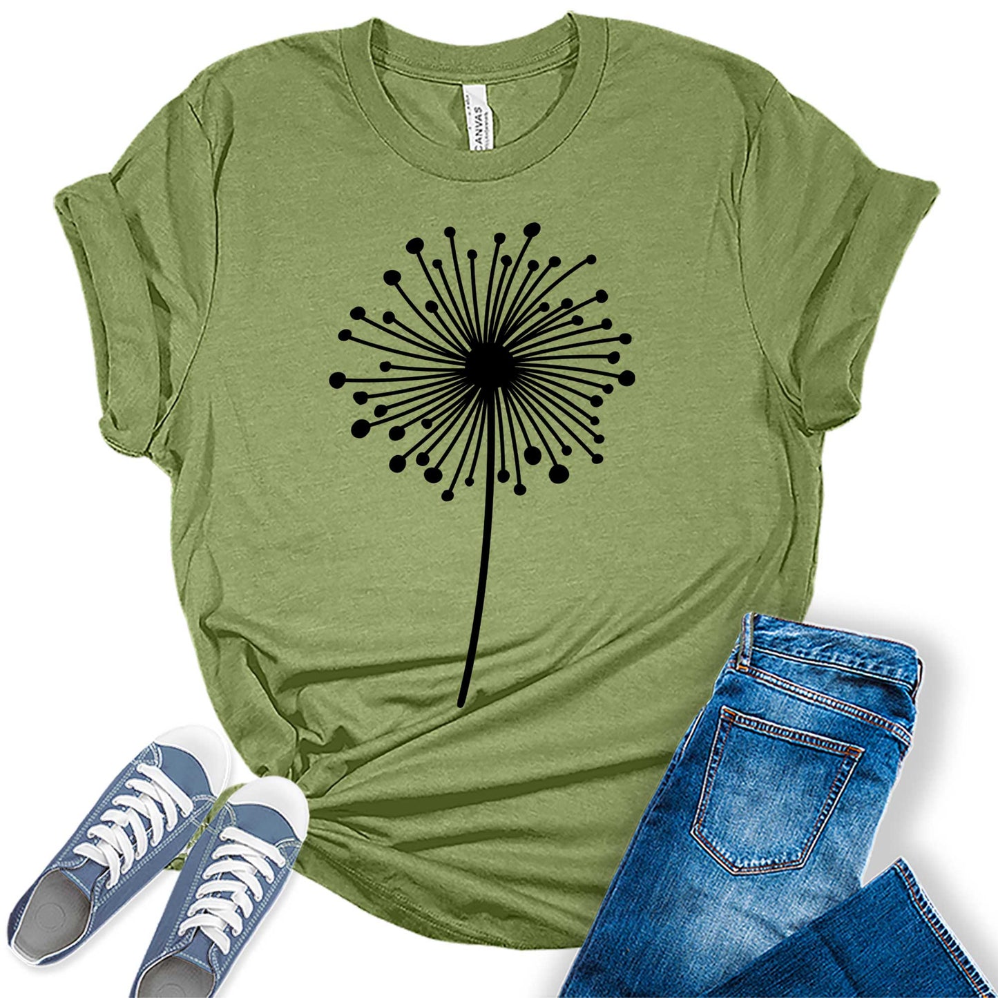 Women's Dandelion Graphic Shirts Wildflower Casual Summer Tops