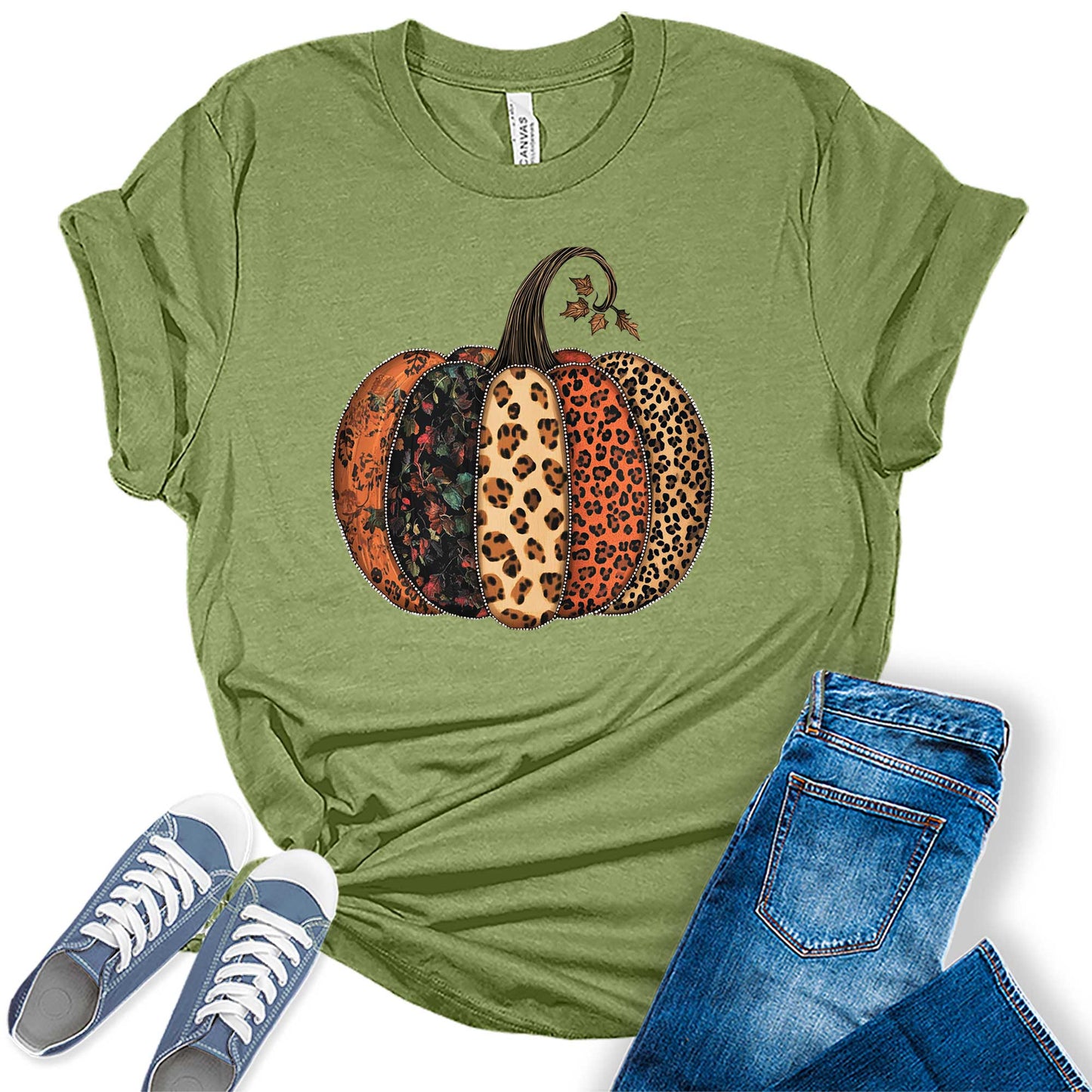 Fall Shirts for Women Halloween Pumpkin Graphic Tees Thanksgiving Family Turkey Tops Cute Autumn Thankful T-Shirt