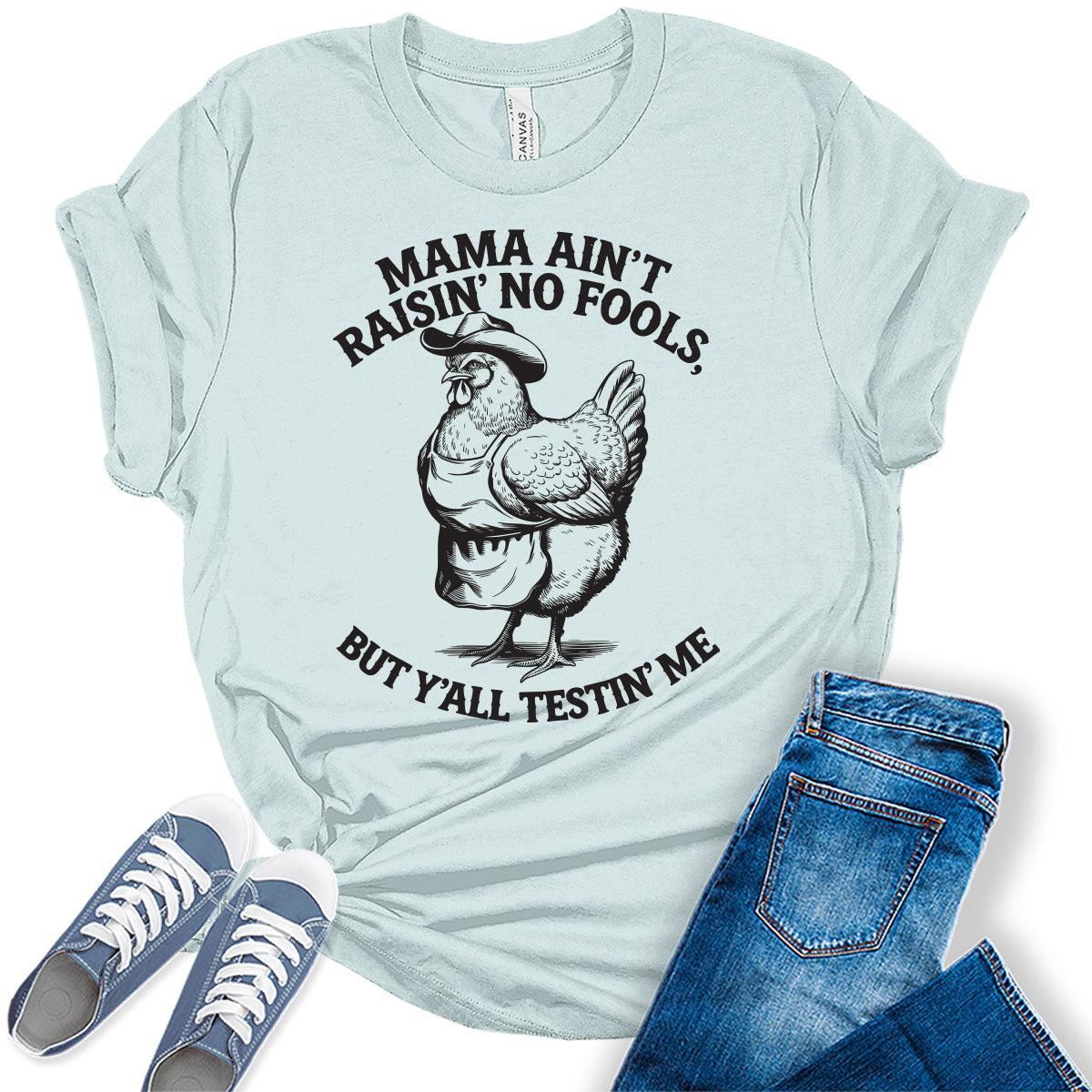Mama Shirt Western Outfit For Women Mom Shirts No Fools Mother's Day Graphic Tees Bella Plus Sized Tops