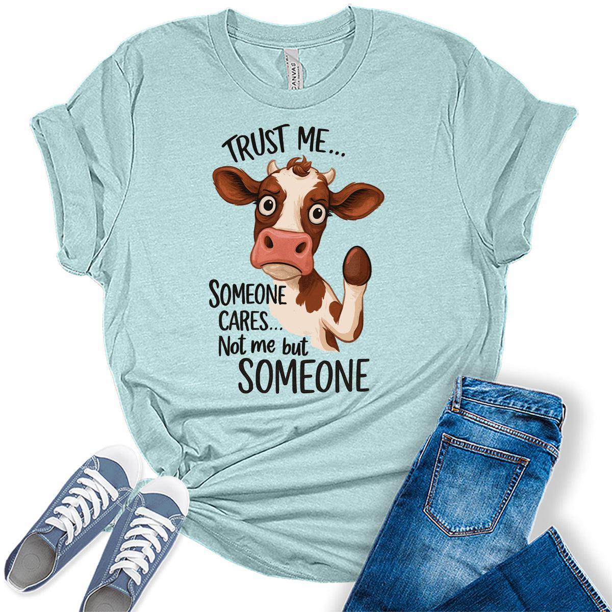Women's Funny Cow Shirts For Teens Someone Cares Graphic Tees Bella Plus Sized Tops