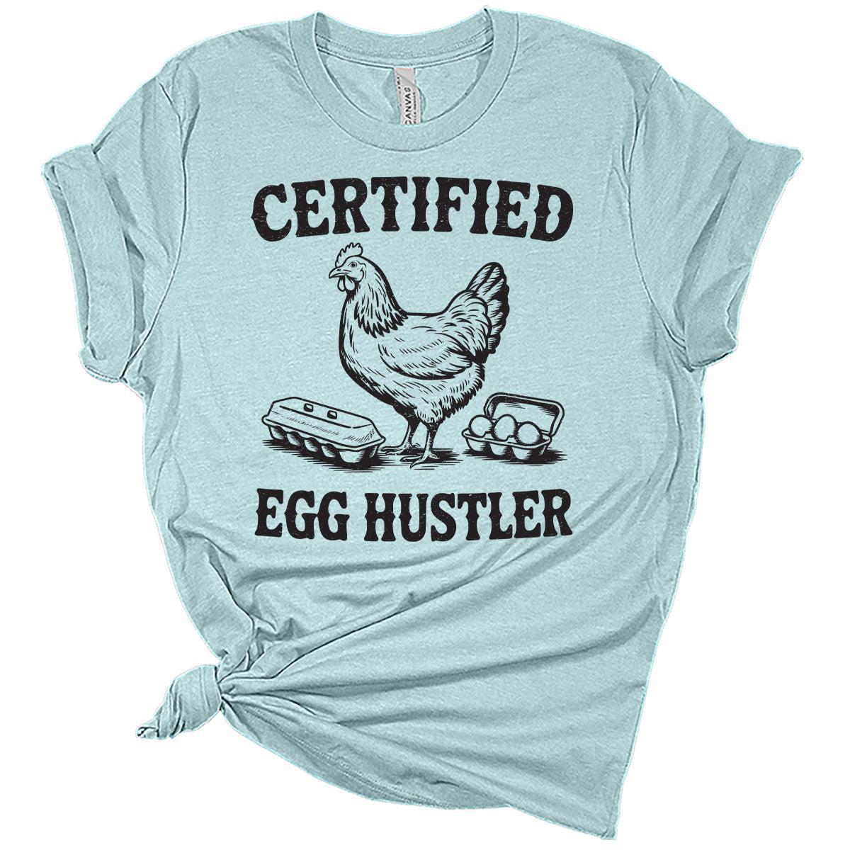 Women's Chicken Shirts Certified Egg Hustler Cute Trendy Casual Graphic Tees Bella Plus Sized Tops