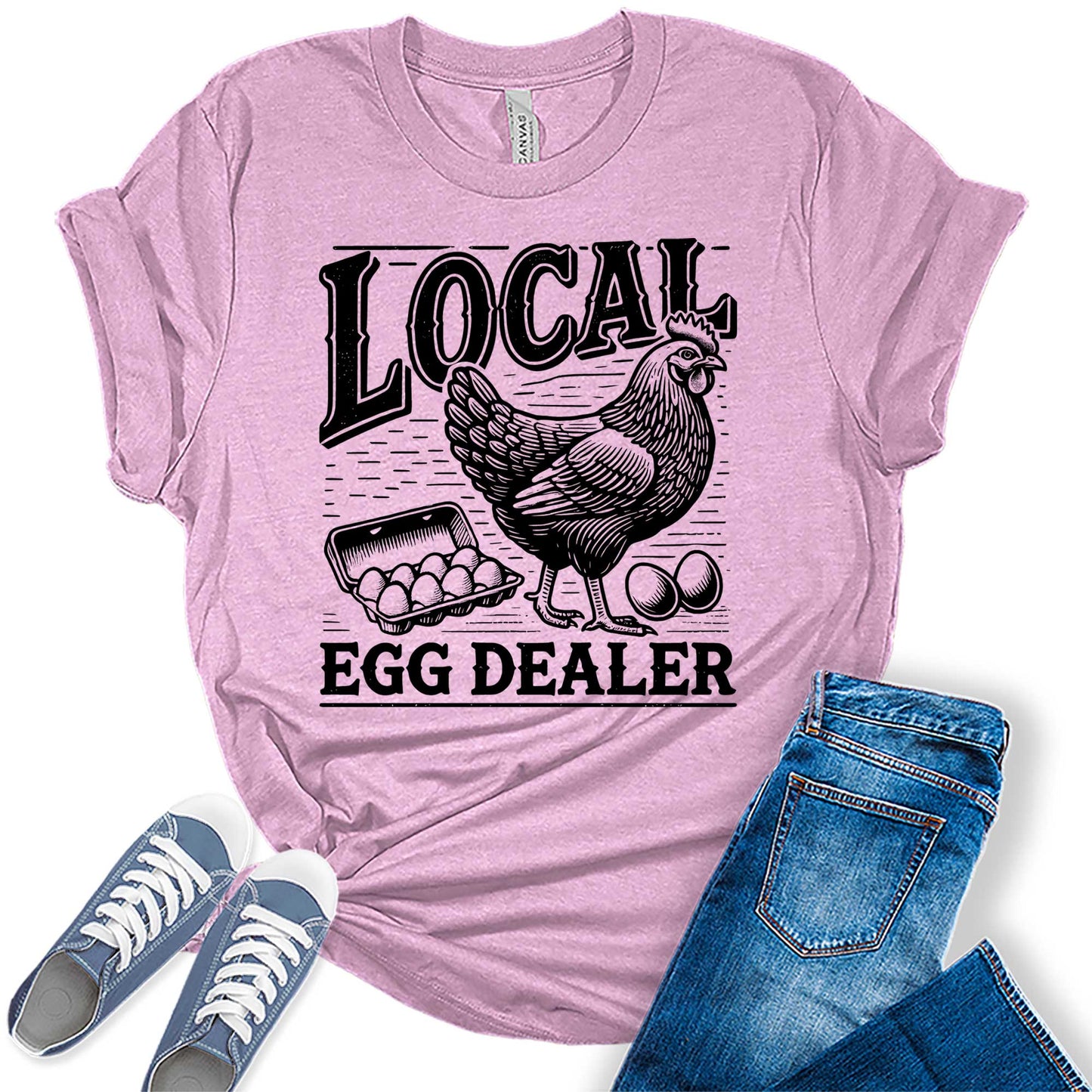Womens Shirt Local Egg Dealer T-Shirt Cute Graphic Tees for Women Short Sleeve Plus Size Summer Tops
