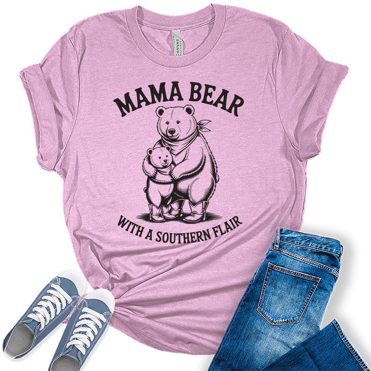 Mama Bear Shirt Western Outfit For Women Mom Shirts Mother's Day Graphic Tees Bella Plus Sized Tops