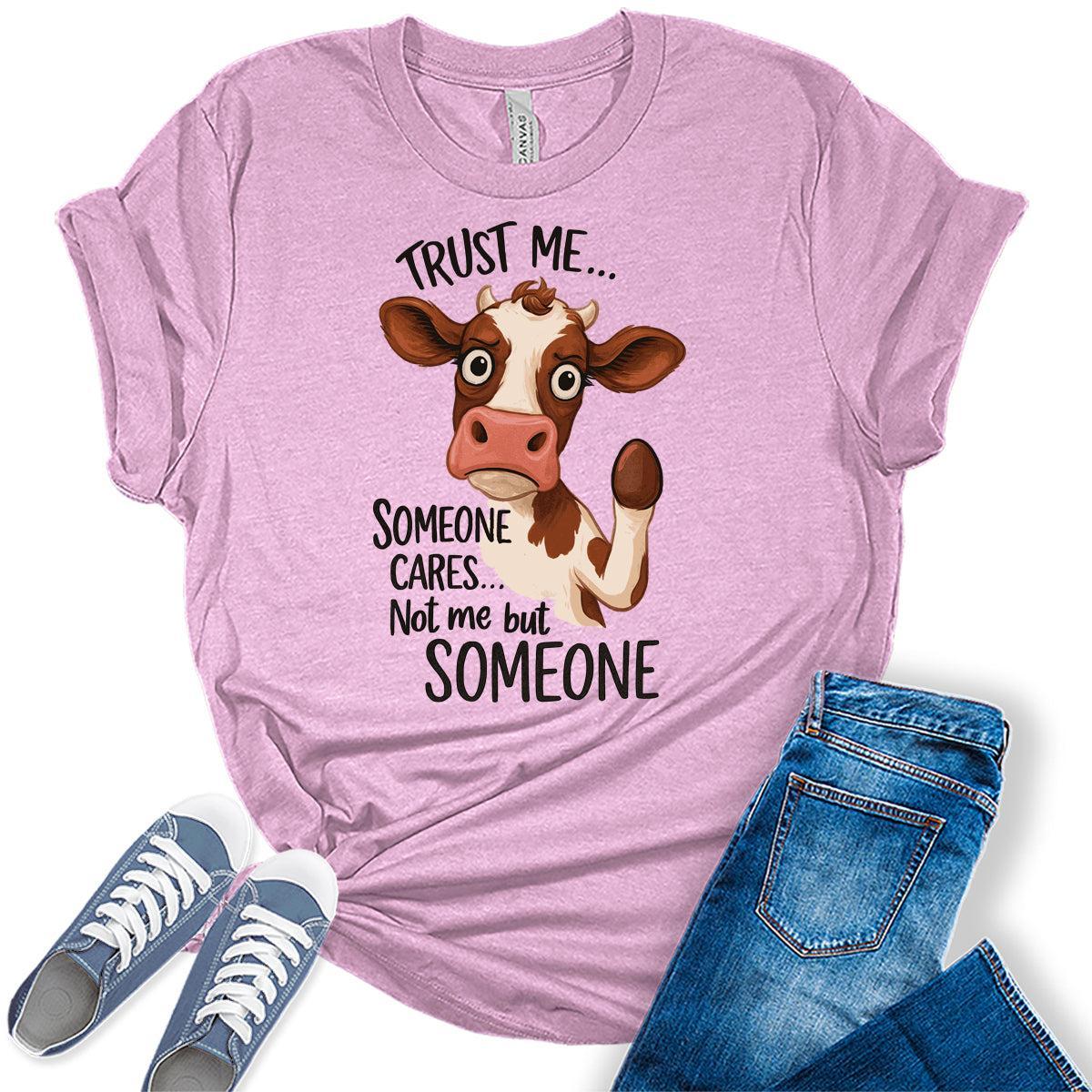Women's Funny Cow Shirts For Teens Someone Cares Graphic Tees Bella Plus Sized Tops