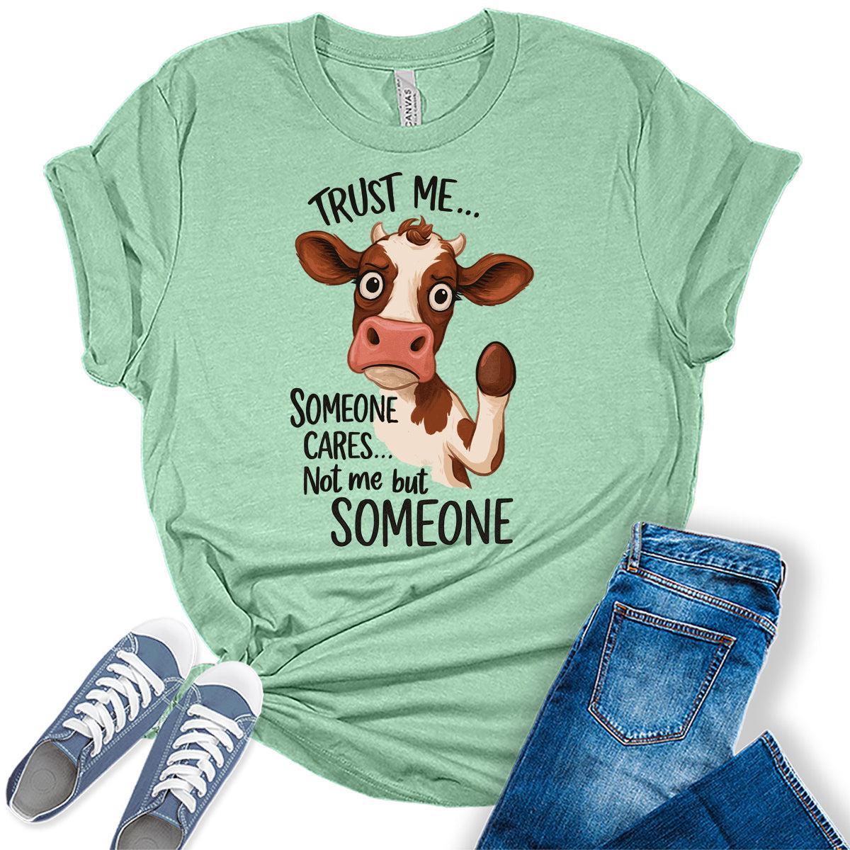 Women's Funny Cow Shirts For Teens Someone Cares Graphic Tees Bella Plus Sized Tops