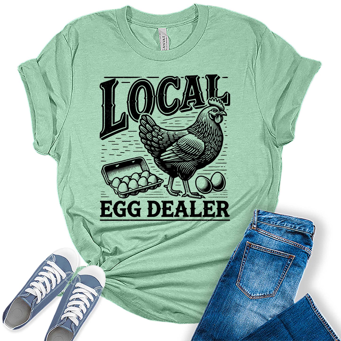 Womens Shirt Local Egg Dealer T-Shirt Cute Graphic Tees for Women Short Sleeve Plus Size Summer Tops