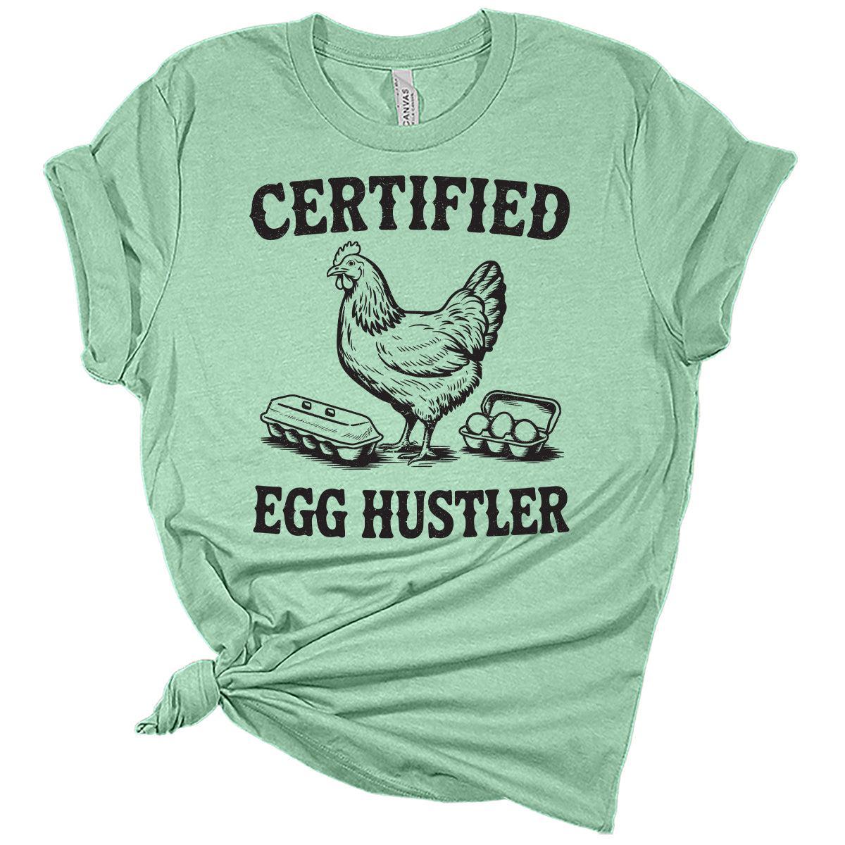 Women's Chicken Shirts Certified Egg Hustler Cute Trendy Casual Graphic Tees Bella Plus Sized Tops