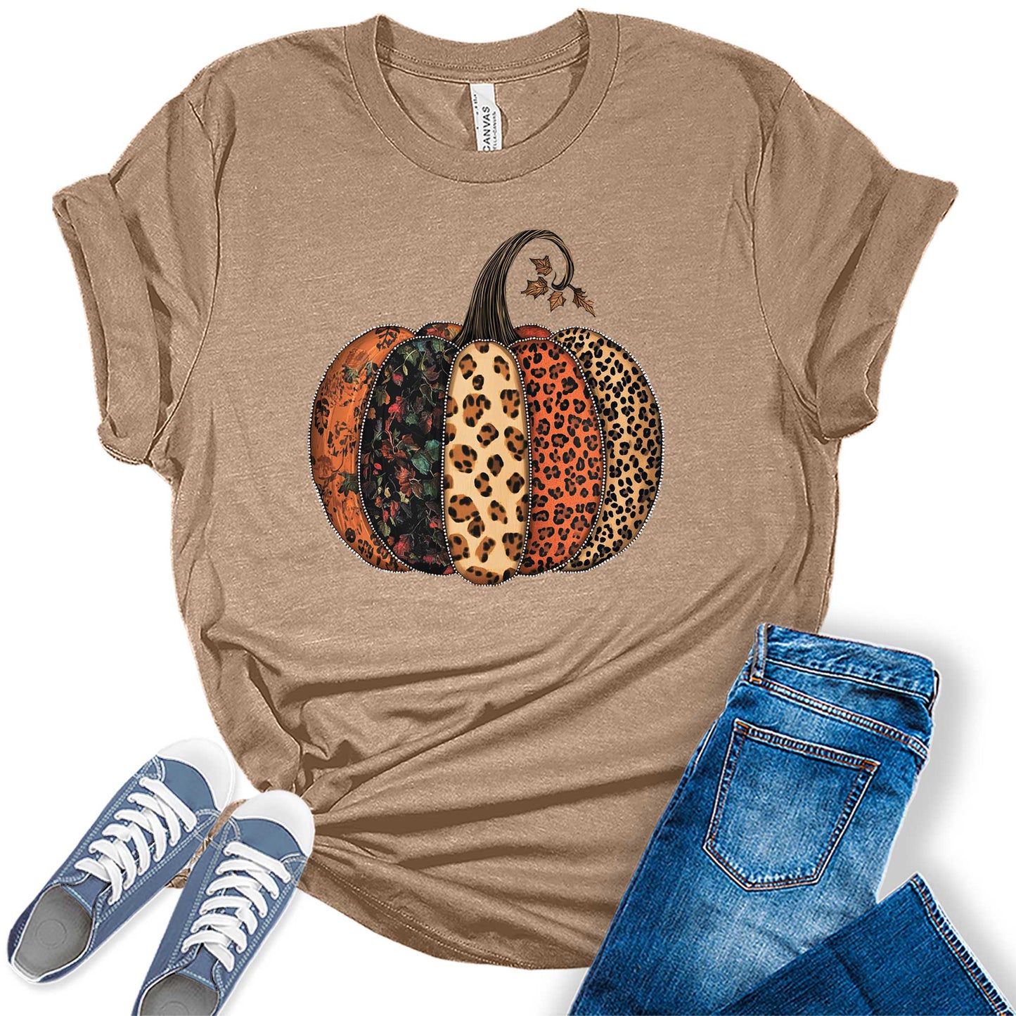 Fall Shirts for Women Halloween Pumpkin Graphic Tees Thanksgiving Family Turkey Tops Cute Autumn Thankful T-Shirt