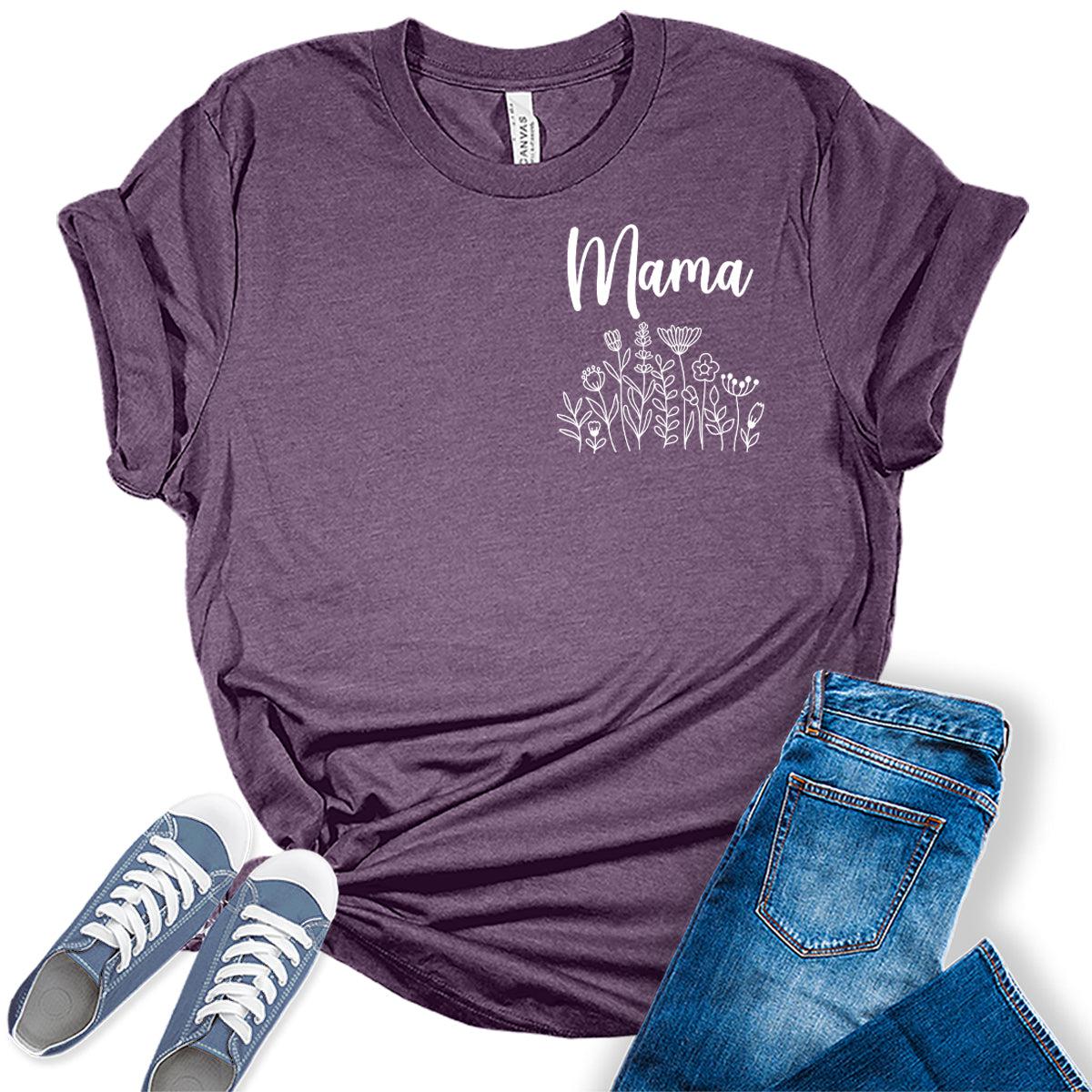 Mama Shirt Floral Mom Letter Print T Shirt Womens Graphic Tees