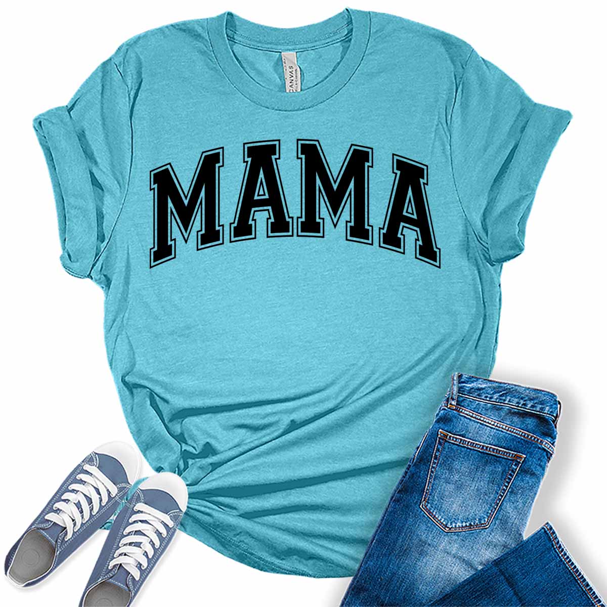 Mama Shirt Cute Letter Print T Shirt Summer Graphic Tees for Women