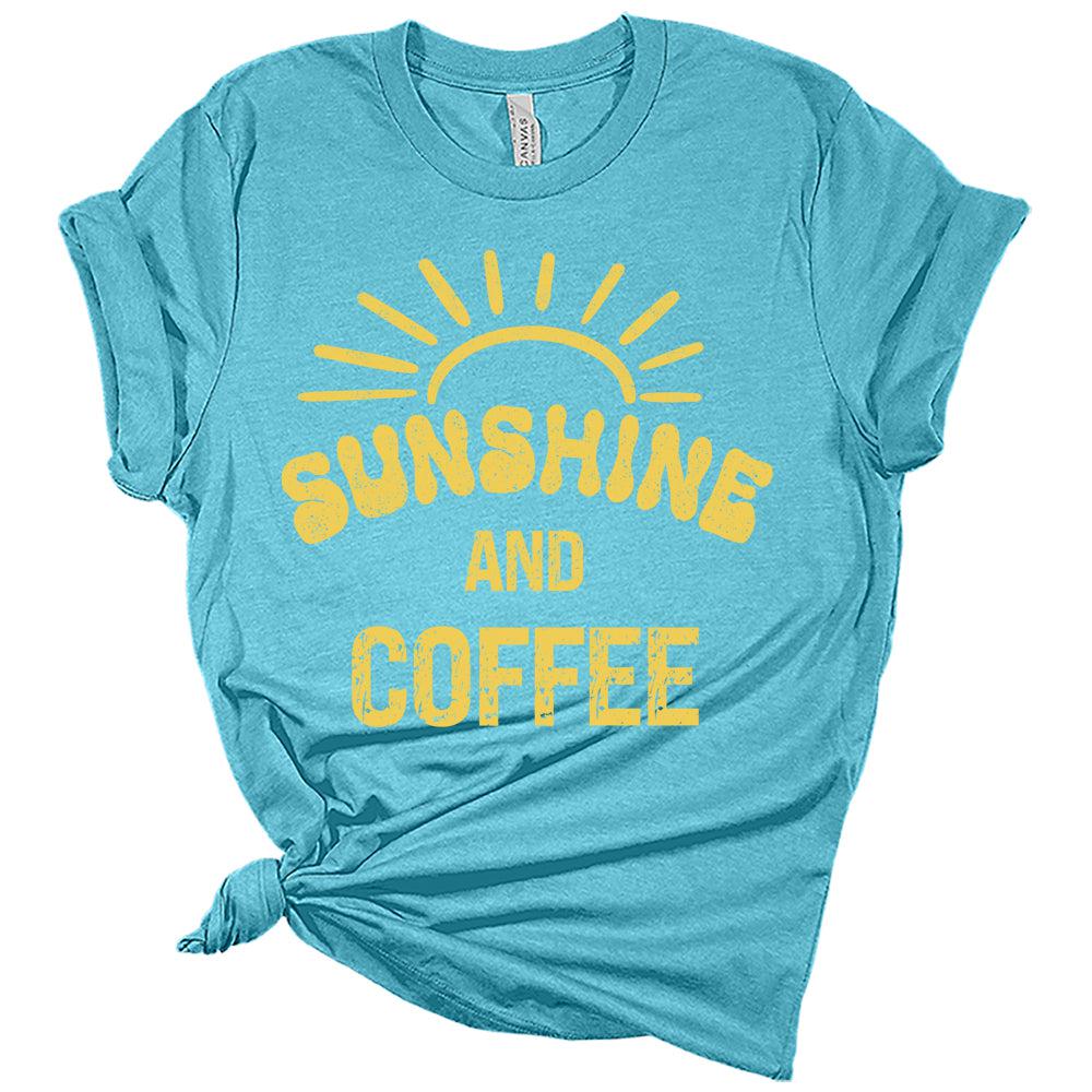 Womens Sunshine and Coffee Shirts Casual Ladies Cute Graphic Tees Spring Short Sleeve Tshirts Summer Tops for Women
