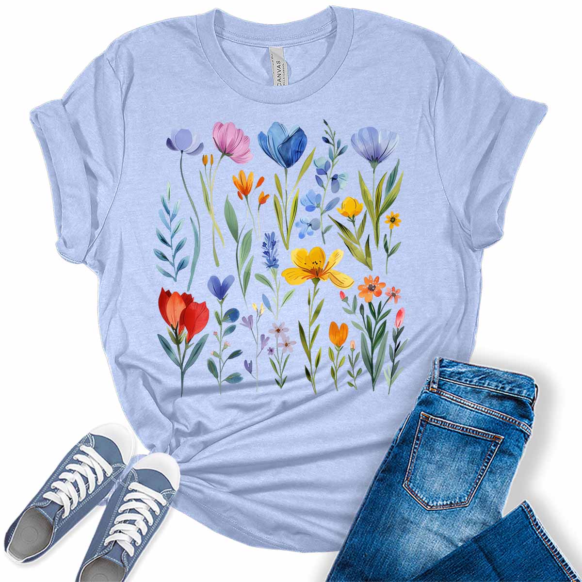 Floral Shirt Boho Tops Vintage Cottagecore Plus Size Graphic Tees for Women