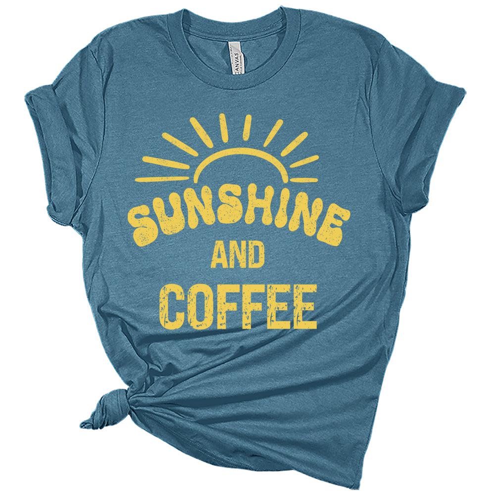 Womens Sunshine and Coffee Shirts Casual Ladies Cute Graphic Tees Spring Short Sleeve Tshirts Summer Tops for Women