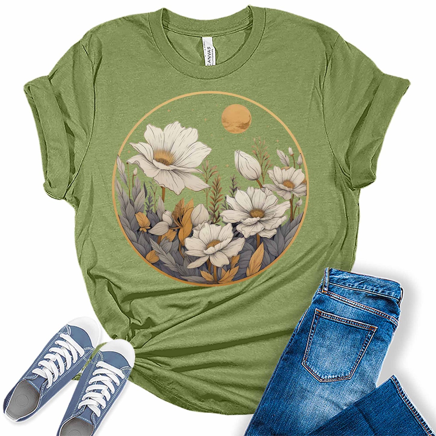 Womens Vintage Floral Tops Wildflower Tshirts Trendy Cottagecore Graphic Tees