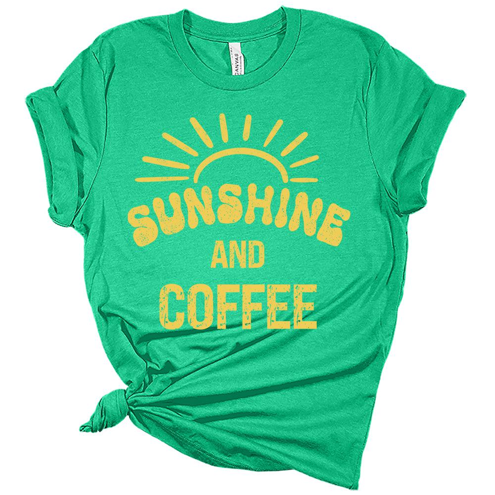 Womens Sunshine and Coffee Shirts Casual Ladies Cute Graphic Tees Spring Short Sleeve Tshirts Summer Tops for Women