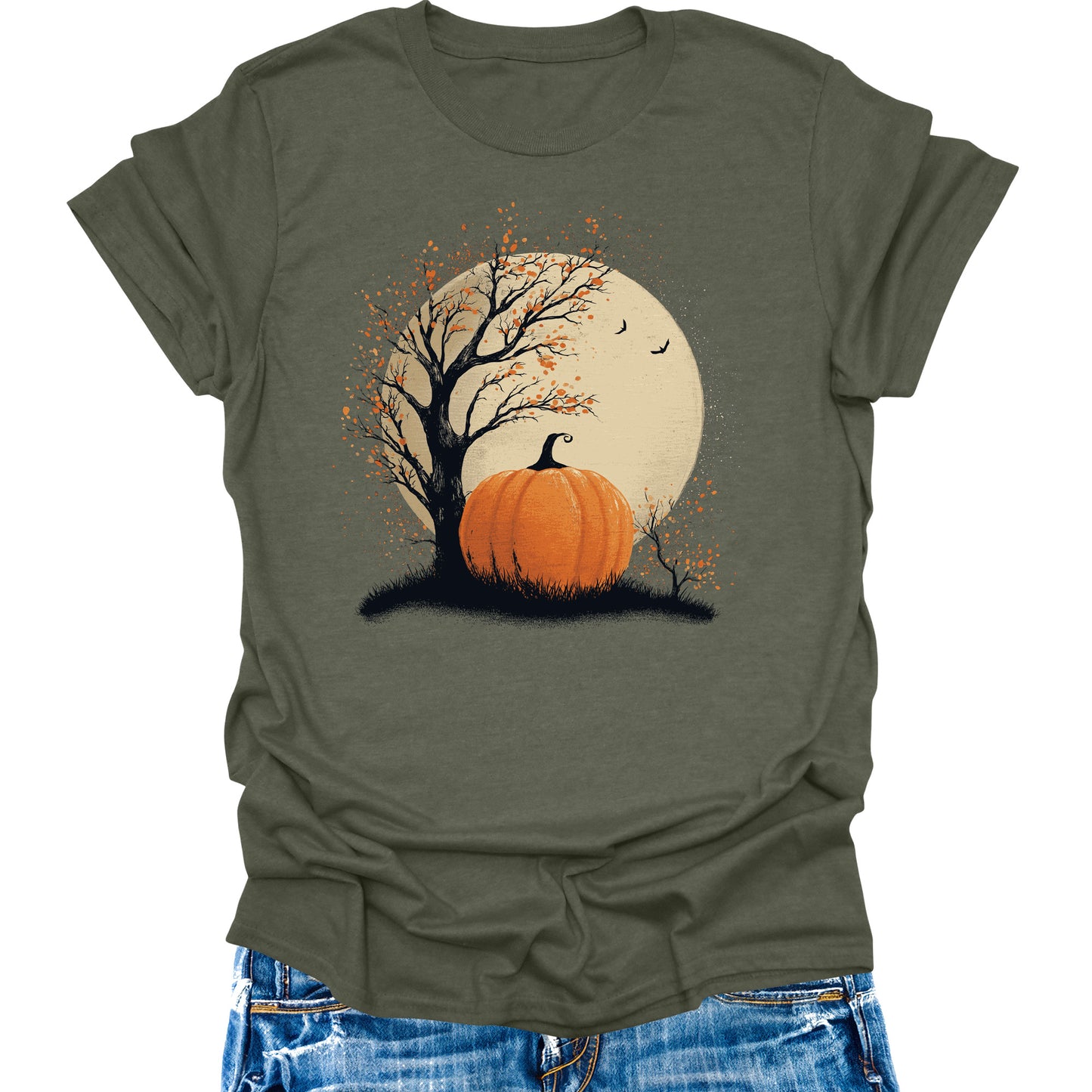 Pumpkin Shirt Boho Halloween Tee Short Sleeve Fall Plus Size Tops for Women