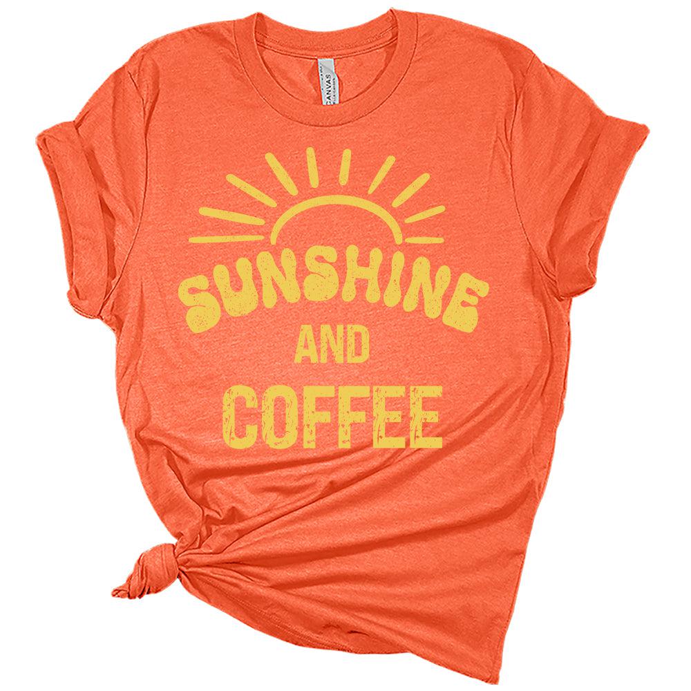 Womens Sunshine and Coffee Shirts Casual Ladies Cute Graphic Tees Spring Short Sleeve Tshirts Summer Tops for Women
