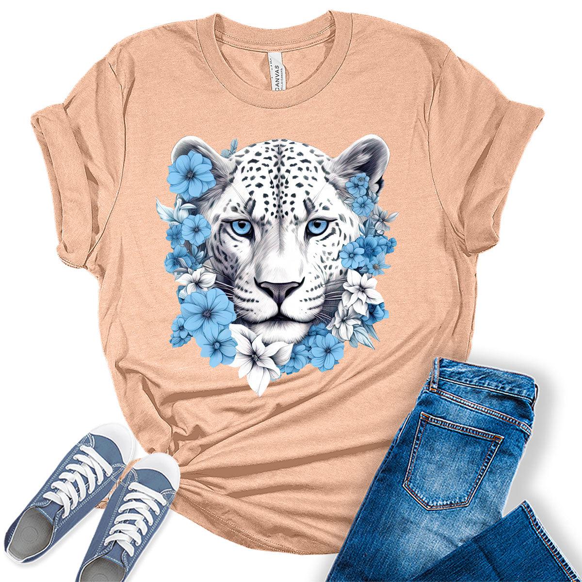 Womens Jaguar Shirt Cute Floral Trendy Tshirts Casual Bella Graphic Tees Summer Tops for Women