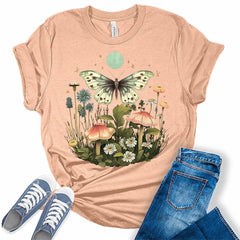 Womens Vintage Graphic Tees Cute Floral Shirts Aesthetic Clothes Cottagecore Clothing Girls Flower Fall Tops for Women