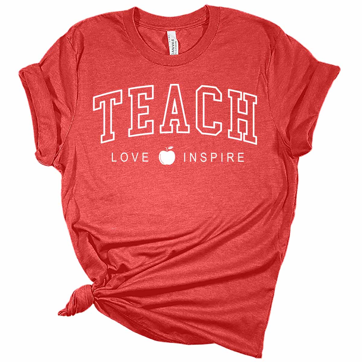 Womens Teacher Shirts Teach Love Inspire Cute Letter Print Tshirts Bella Graphic Tees Short Sleeve Casual Teaching Clothes