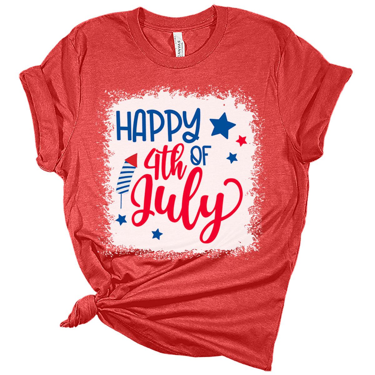 Womens 4th of July Shirts Patriotic American Flag Tshirts USA Bella Short Sleeve Bleach Print Summer Graphic Tees