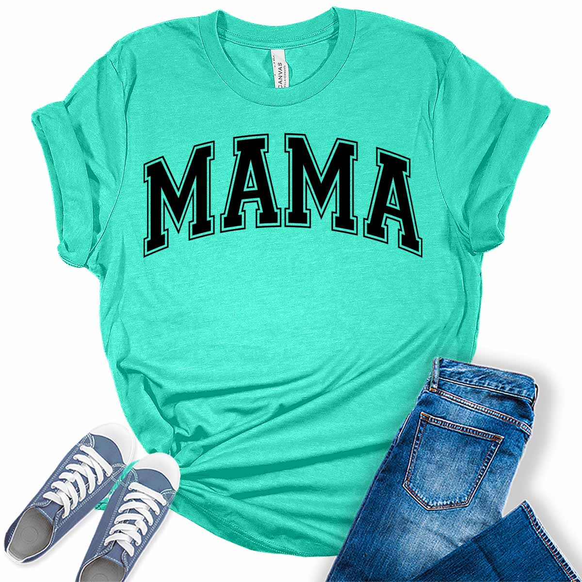 Mama Shirt Cute Letter Print T Shirt Summer Graphic Tees for Women