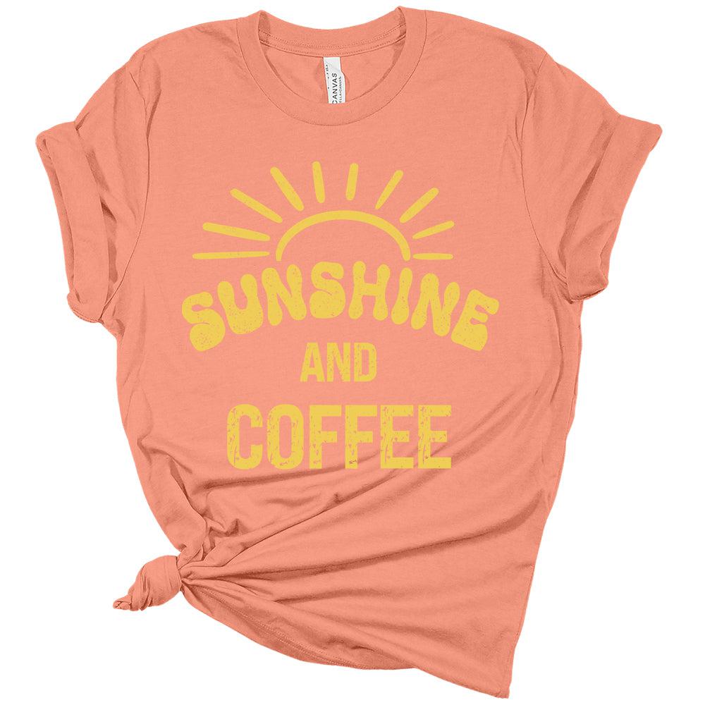 Womens Sunshine and Coffee Shirts Casual Ladies Cute Graphic Tees Spring Short Sleeve Tshirts Summer Tops for Women