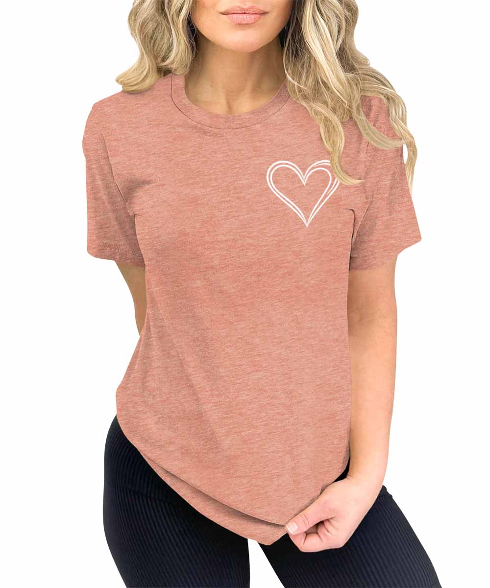 Women's Heart Graphic Print T Shirtsummer Funny Short Sleeve Tops for Teen Girl