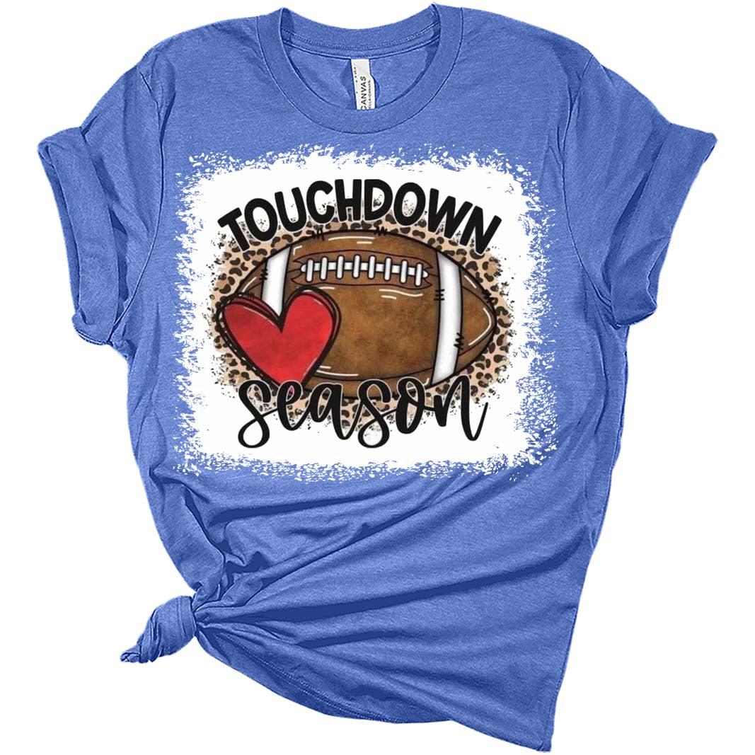 Football Shirts for Women Touchdown Season Tshirt Cute Leopard Bleach Print Fall Graphic Tees