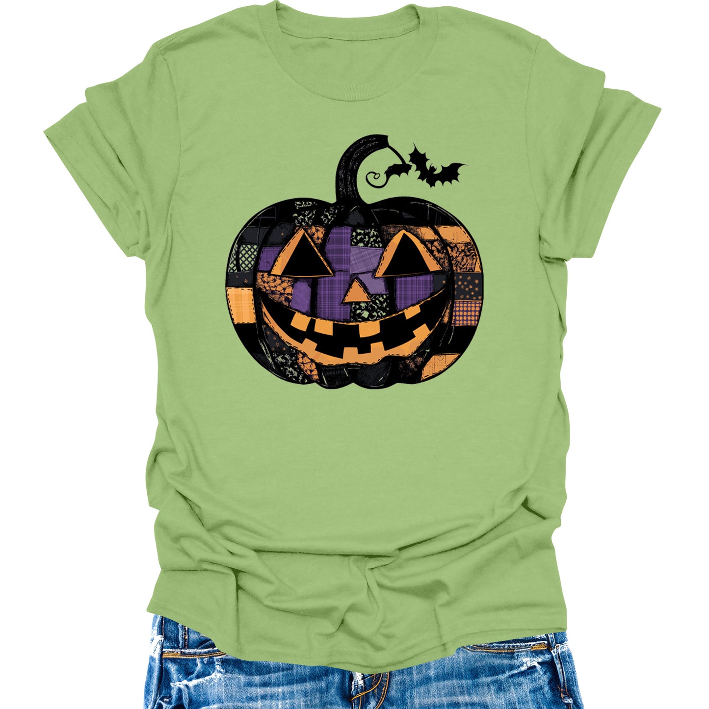 Halloween Pumpkin Cute Jack-O-Lantern Shirts for Women and Men, Casual Graphic Short Sleeve T-Shirt, Letter Print Short Sleeve Tee